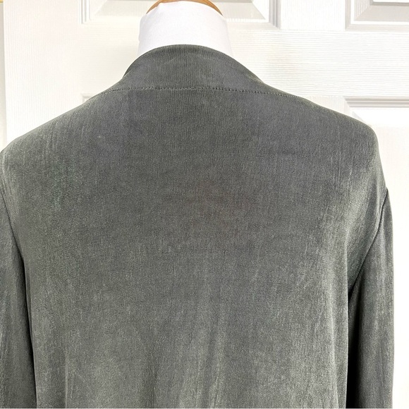 Travelers by Chico's Women's Large Stretch ruffles cardigans soft jersey Olive - Picture 7 of 8